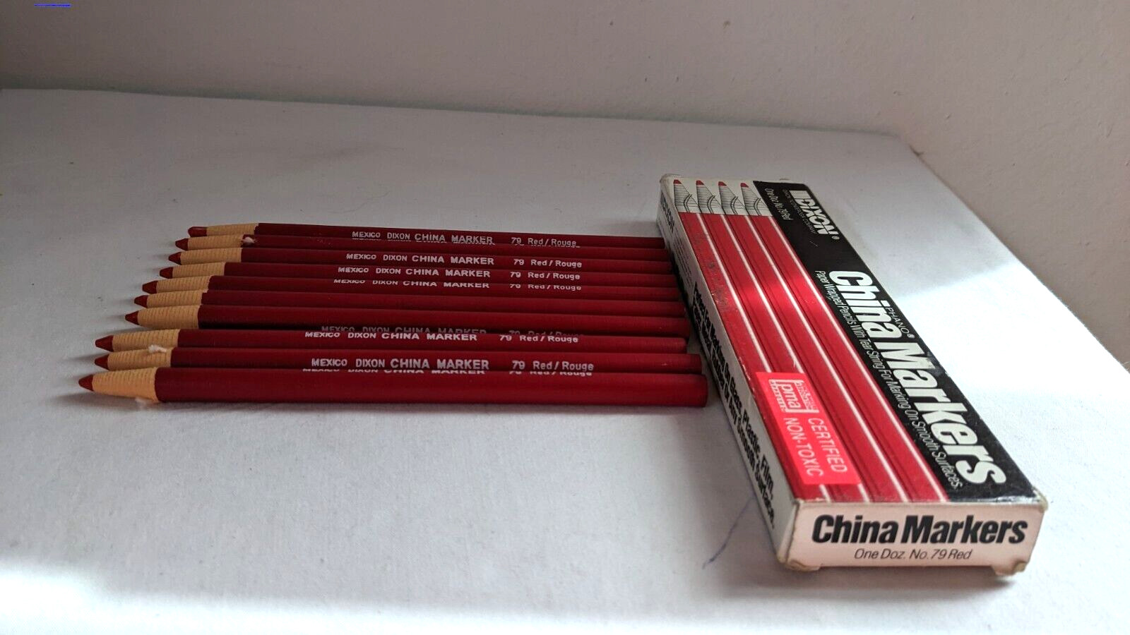 Dixon China Marker Red No. 79 Rouge Peel Off Grease NonToxic Pencil Box of 10 AminoTher