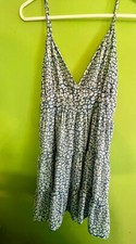 Spaghetti Strap Sundress, Blue & White Floral, Size: S