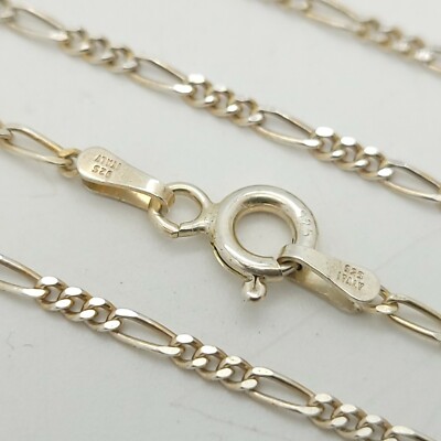 Signed GM 925 Sterling Silver 1.5 mm Figaro Rope Chain Cord 20' In