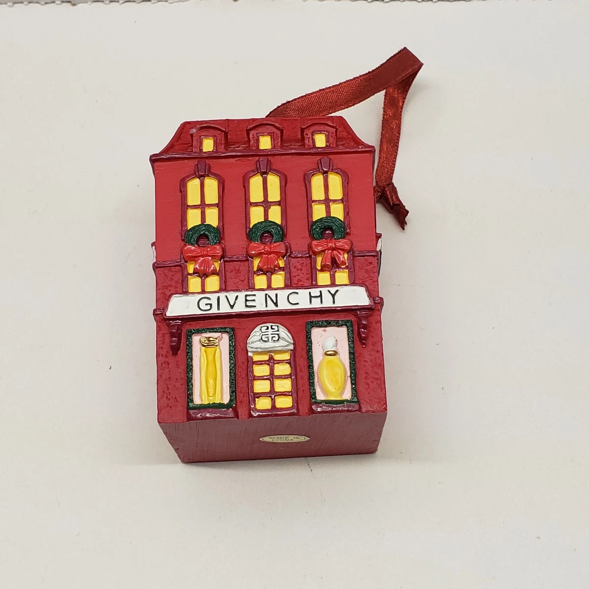 House Of Givenchy Paris Red Christmas Tree Ornament Holiday Perfume Shop 2001