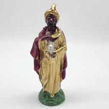 Vintage Nativity Creche King  Italy Figurine Religious Paper Papier Mache Gold