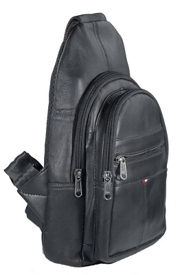 Men's Sling Backpack Genuine Leather Chest bag Crossbody Bag Shoulder Bag