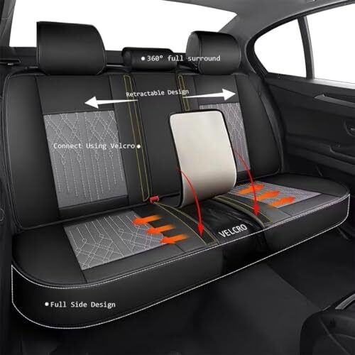 Car Seat Covers Fit for Kia Sportage 2009-2023 2024 Full Set 075-Black&Grey - Picture 3 of 8