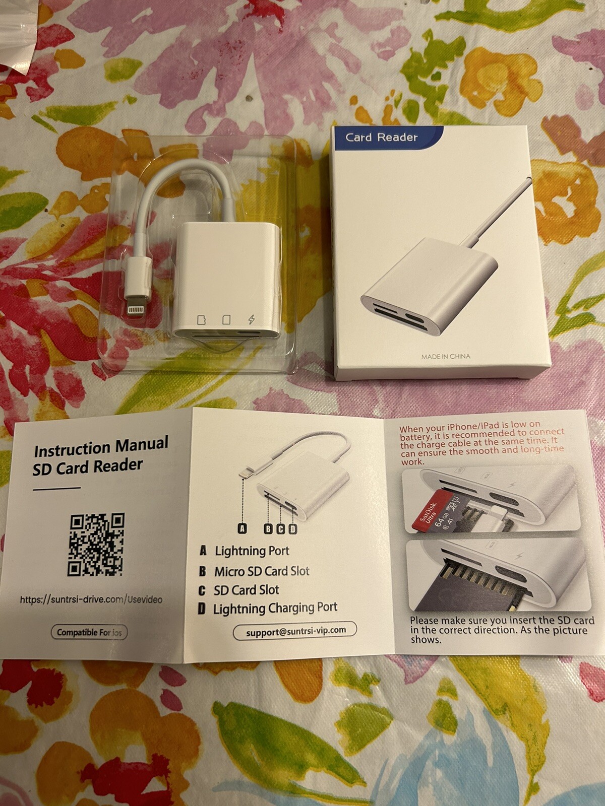 SD Card Reader Adapter USB Camera Micro SD Memory Slot for iPhone/iPad-image