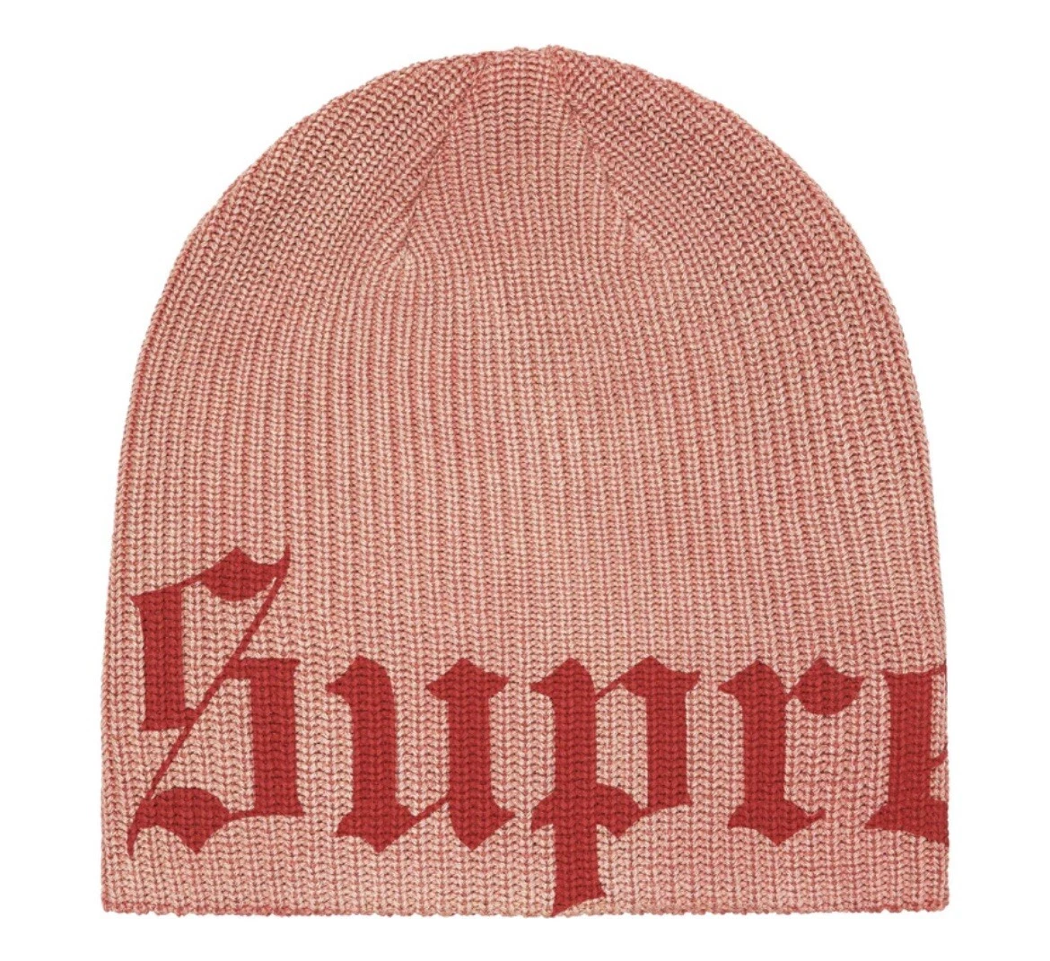 Bonnet coton Supreme SS25 ancien logo imprimé anglais rouge pâle taille unique CONFIRMÉ