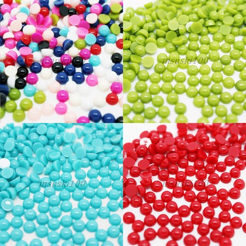 HALF PEARLS ROUND FLAT BACK ACRYLIC GEMS NAIL ART CRAFTS 3D DECORATION NEW