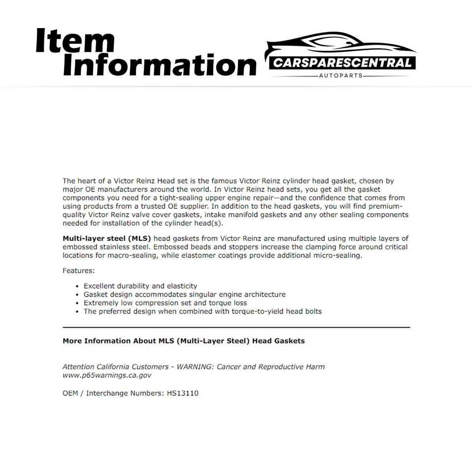 Engine Cylinder Head Gasket Set For 1995-2000 Ford Crown Victoria 4.6L — 第 3/4 张图片