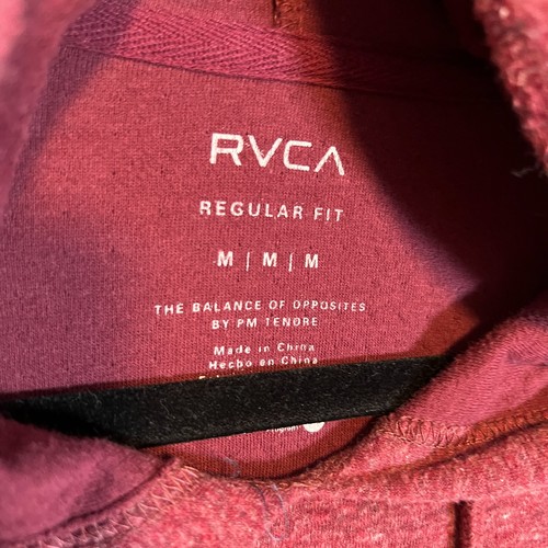 RVCA Sweater Mens Medium Burgundy Sweatshirt Hooded Surf Skate Lightweight - Picture 6 of 11