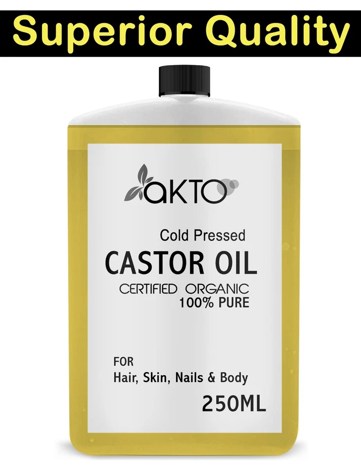 AKTO 100% Cold Pressed Pure Castor Oil for Hair, Skin, Nails, Body 250ml