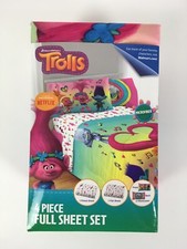 DREAMWORKS TROLLS 4 PIECE FULL SHEET BED SET NEW 