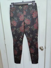 WHBM Black Floral Ponte High-Rise Leggings M NWT 30x28.5