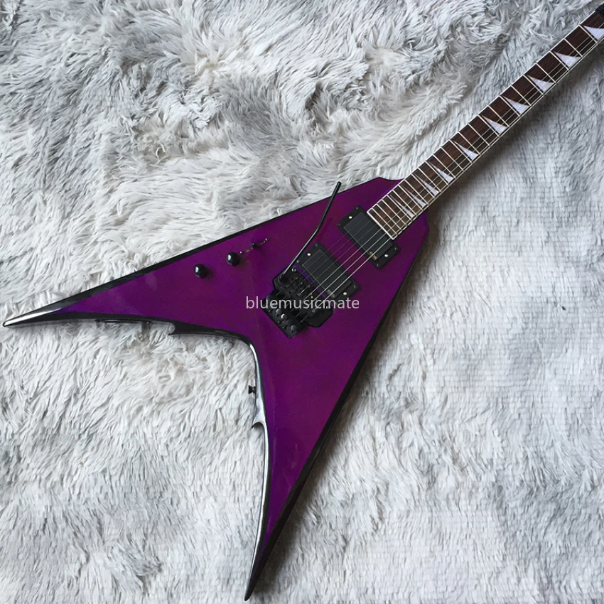 Left Handed Electric Guitars Purple V shape Guitar Black Hardware