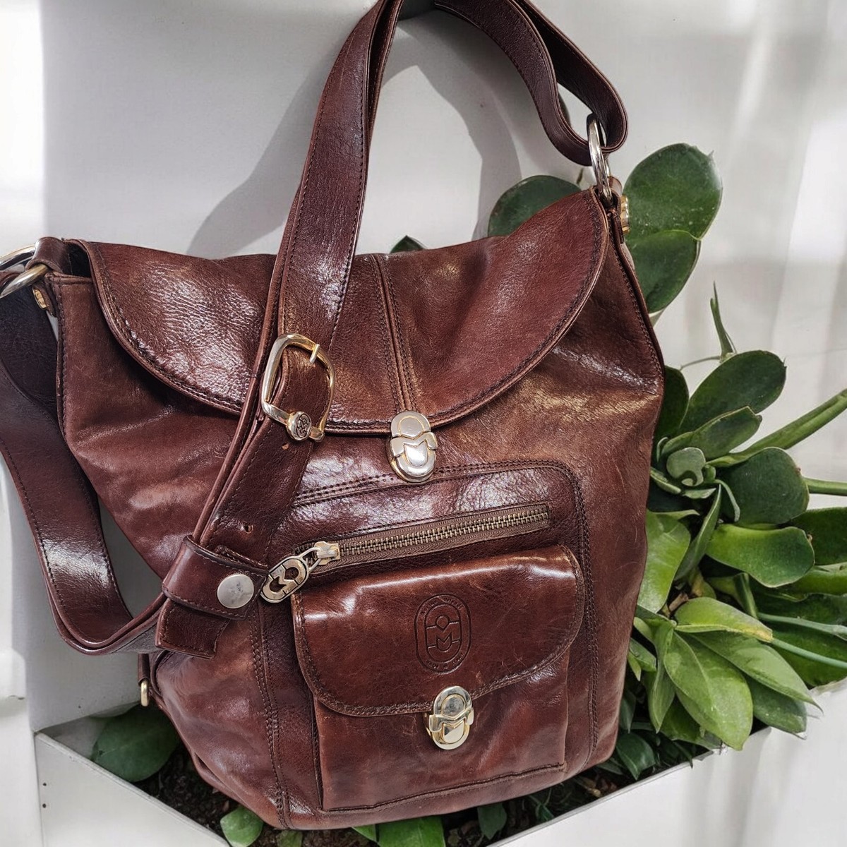 Marino Orlandi Handmade Italy Leather Sling Bag Crossbody Adj