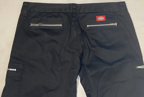 DICKIES black Bondage Zipper Skater Work Wide Leg Punk Cargo Pants Girls 13 - Picture 5 of 7