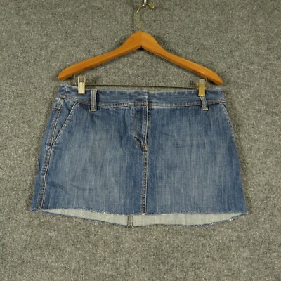 Ann Taylor Loft Skirt Womens Blue Flat Front Denim Skirt with Pockets  Cotton