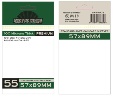 57x89mm card sleeves Sleeve Kings Standard American (57x89mm) 100 Microns, Pack of 55 : Toys & Games These card sleeves are amazing!! Standard USA Chimera Card Sleeves