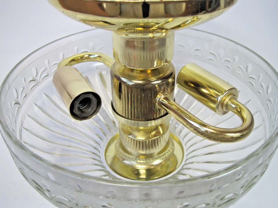 Gold Tone Metal And Glass Ceiling Mount Light Fixture 8" D 8" H eBay