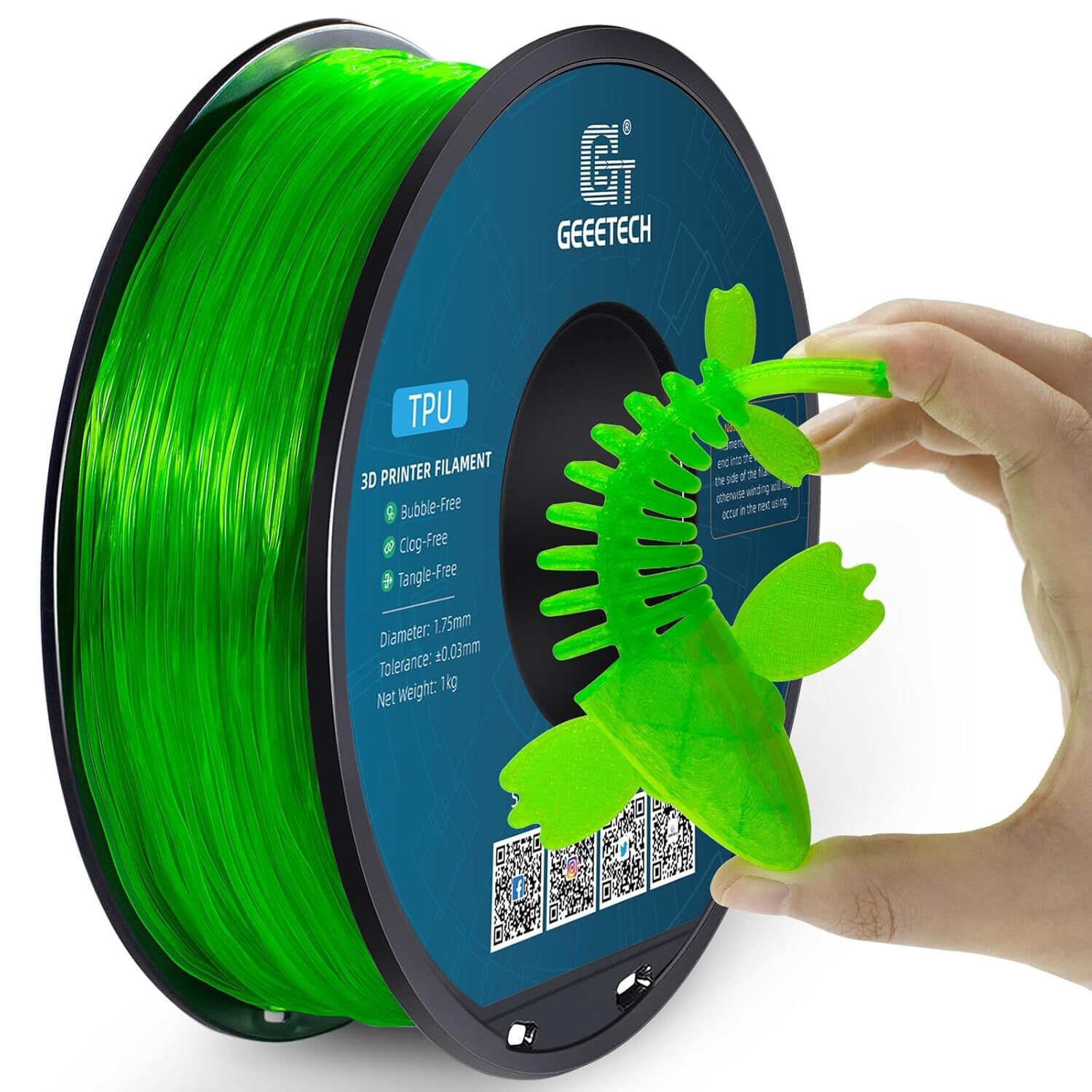1 kg GEEETECH filamento TPU colore chiaro 1,75 mm flessibile stampante 3D filamenti 95 A foto 2