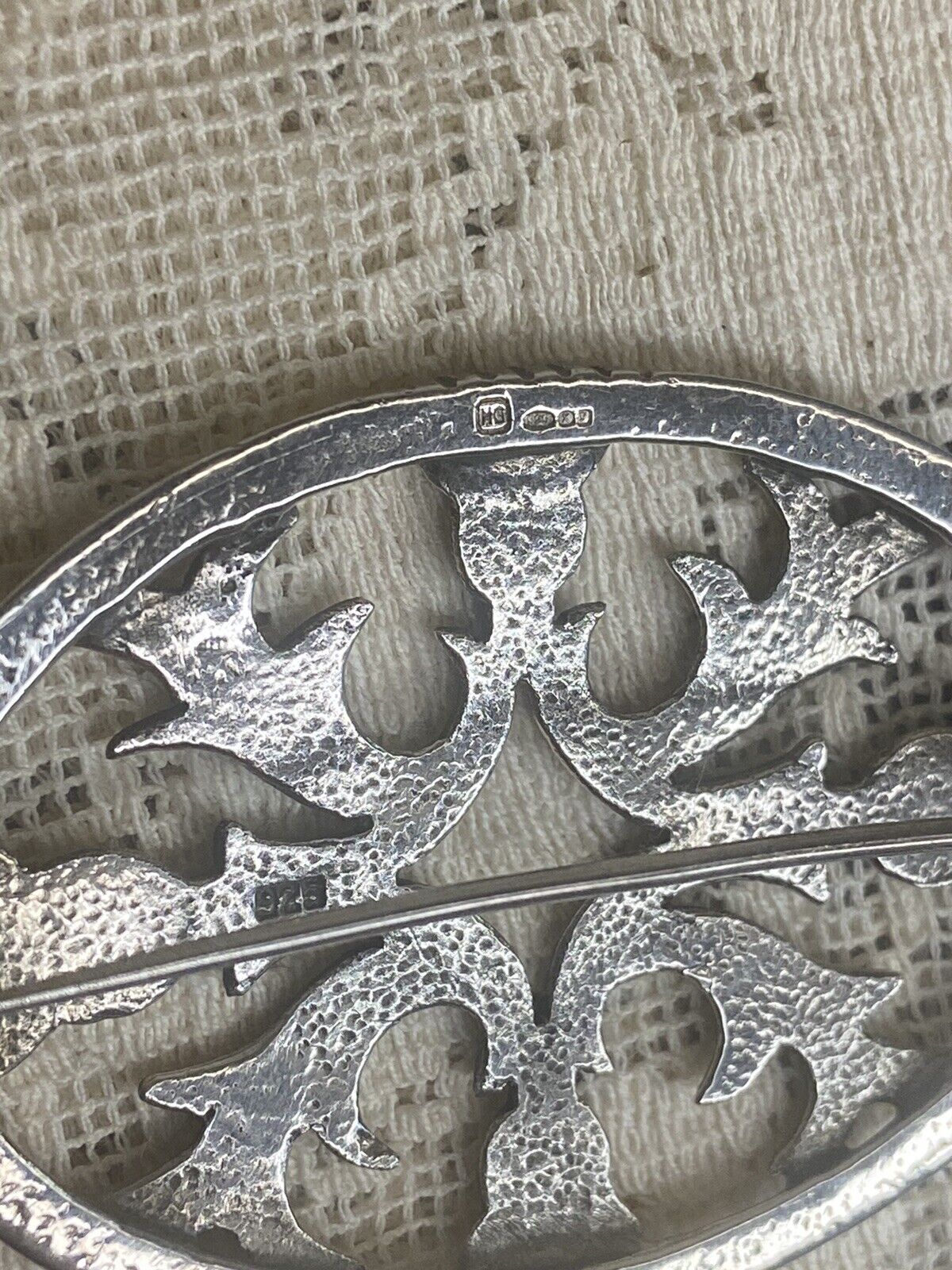 Antique HG Signed Sterling Silver Pin Brooch Pend… - image 3