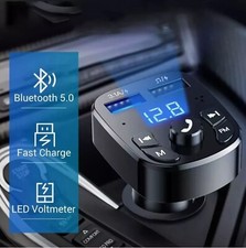 Bluetooth 5.0 Car FM transmitter wireless radio adapter Charger 2 USB for phone