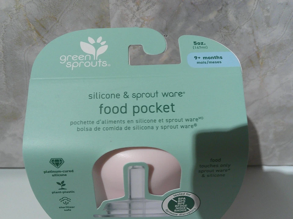 Bolsillo para alimentos Green Sprouts rosa oscuro de silicona y brotes 5 oz/9+ meses Foto 2 de 4