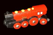 Brio Wooden Train Engine Number 512 Mighty Red Action Locomotive Light Sounds