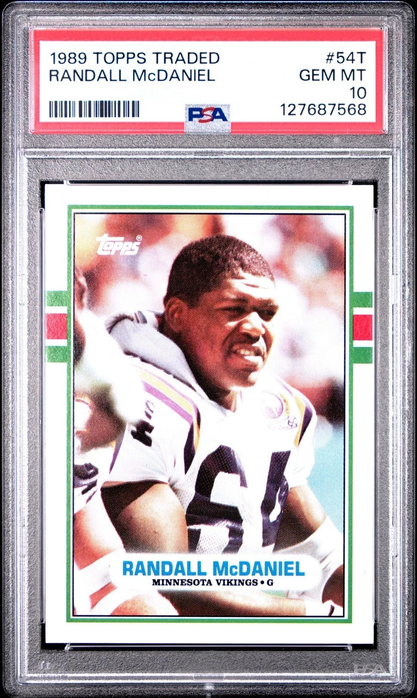 1989 TOPPS TRADED RANDALL McDANIEL #54T RC ROOKIE MINNESOTA VIKINGS HOF PSA 10