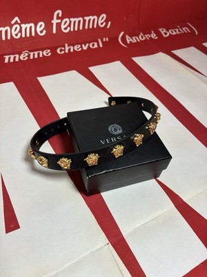 Versace Leather Studded Medusa Choker