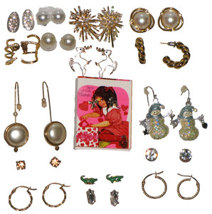 Authentic MJent Earrings Vtg Hook Dangle Faux Pearl Gold Plated Hoop Womens Stud Lot Of 17