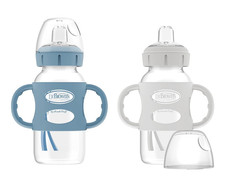 Dr. Brown's Milestones Wide Neck Sippy Spout Bottles 9oz 2 Pack Flexible Handles