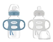 Dr. Brown's Milestones Wide Neck Sippy Spout Bottles 9oz 2 Pack Flexible Handles