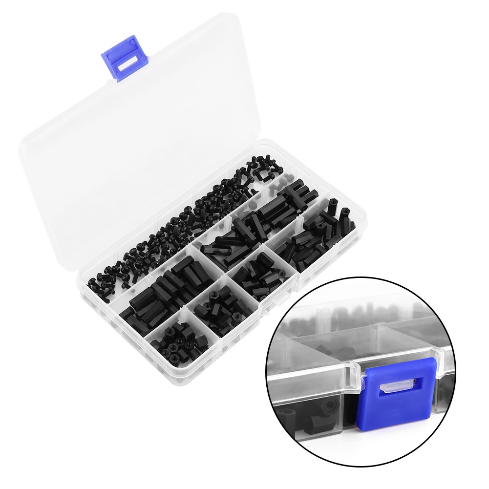 250x Plastic Nylon M2 M3 Hex Column Standoff Spacer Screw Nut Assortment Kit PCB