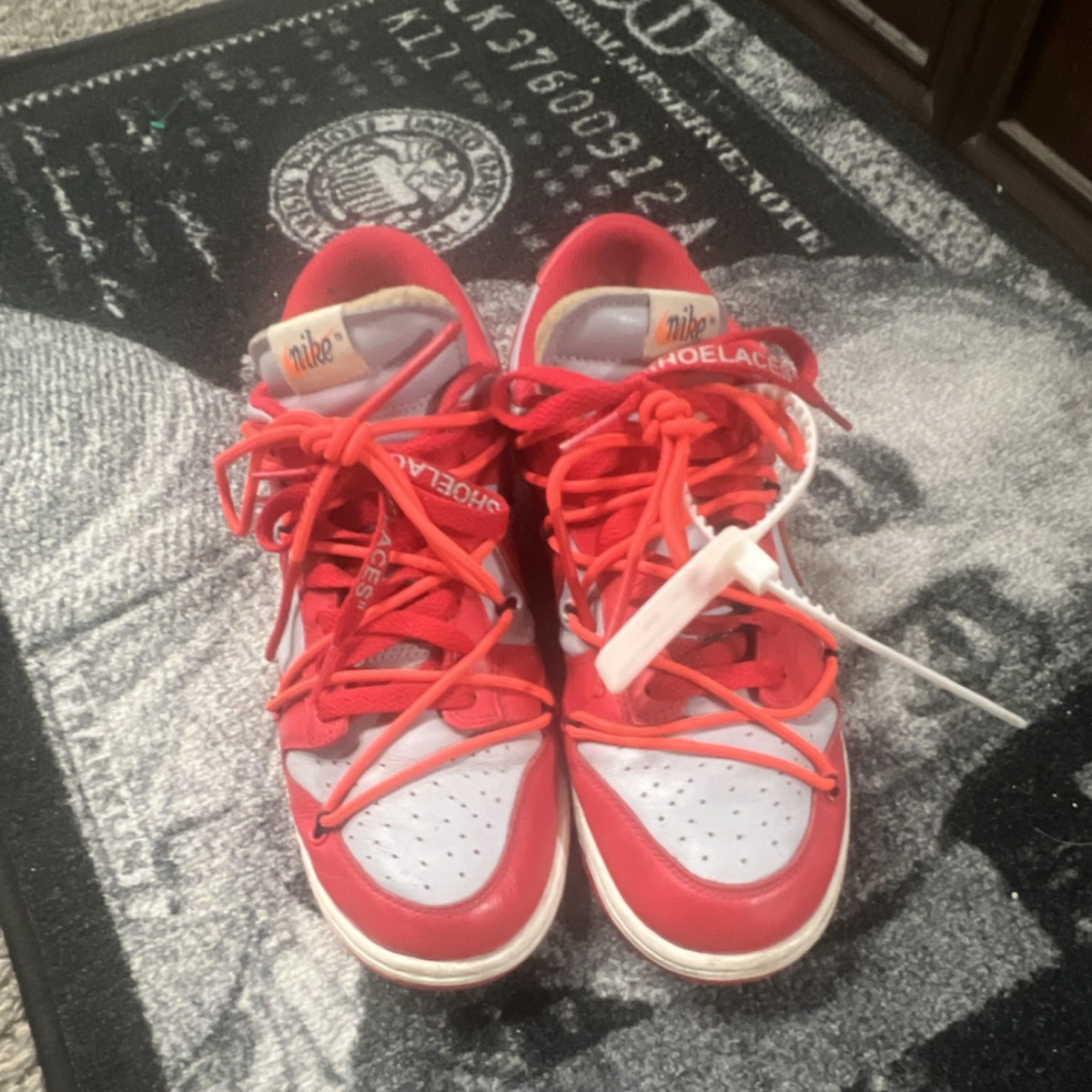 Nike Dunk Low Off-White University Red Leather Sneakers CT0856-600 