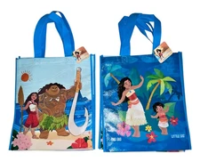 2 Disney MOANA Multi-Colored Shopping/Gift Tote Bags with Handles, 2-Sided NWT
