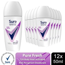 Sure Women Motion Sense AP Deodorant Rollon 72H Nonstop, Pure Fresh - 50ml, 12pk
