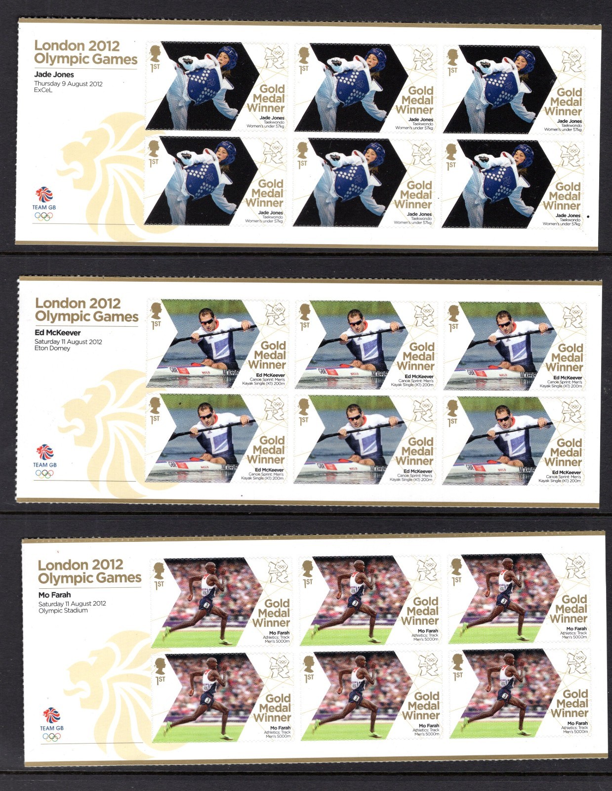 Great Britain - 2012 British Gold Medal Winners at London Olympic Complete Set