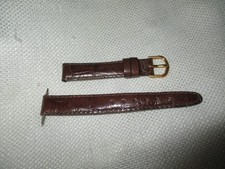 GENUINE leather watchstrap watch band strap 13mm calf croco brown gold buckle