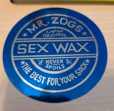 MR. ZOGS SEX WAX VINTAGE STICKER BLUE MYLAR MIRROR FINISH ORIGINAL EARLY 1980's
