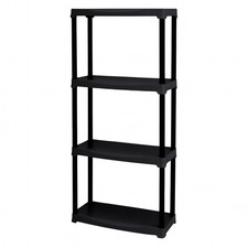 Scaffale 4 Ripiani in Plastica Nero 60x30x133 cm Polipropilene Made in Italy