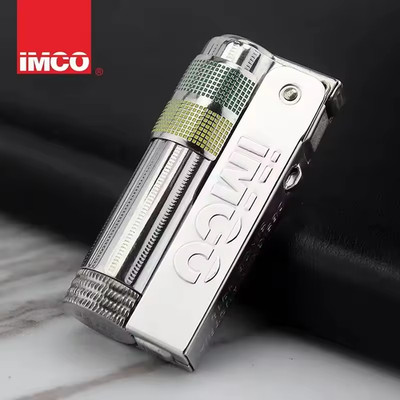 Austrian IMCO Aiku 6700 Metal Lighter Trench Nostalgic Retro Old-fashioned Green