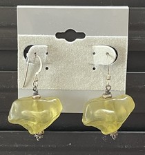 Sea Glass Sterling Silver Earrings Butter Yellow Artisan Handmade Art To Wear