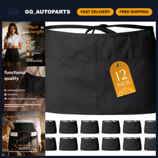 Black Waist Aprons 12 Pack - 3 Pocket Waitress Half Aprons for Servers