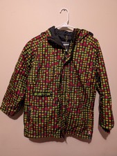 Burton DryRide Ski Jacket Boys XL Black Green Yellow Red Coat Hooded Youth