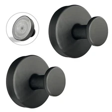 Suction Cup Hooks for Shower - 2 Pack, Matte Black - Stainless Steel, Strong ...