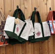 Trader Joe's Canvas Reusable Tote Shopping Bag White  Green WORLDWIDE SHIPPING