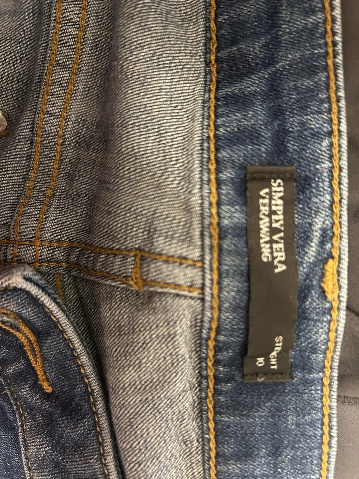 Pantalones de mezclilla elásticos de pierna recta para mujer Simply Vera Wang talla 10 azules Foto 3 de 4