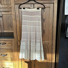 Sleeping on Snow Crochet Maxi Skirt Cream and Red lining Small