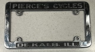 Pierce's Cycles Dekalb Ill Metal Motorcycle License Plate Frame