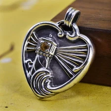 Gorham Sterling 925 silver lighthouse pendant citrine. the light of the world