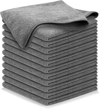 USANOOKS Microfiber Cleaning Cloth Grey - 12 Pcs (12.5"x12.5") -High Performance